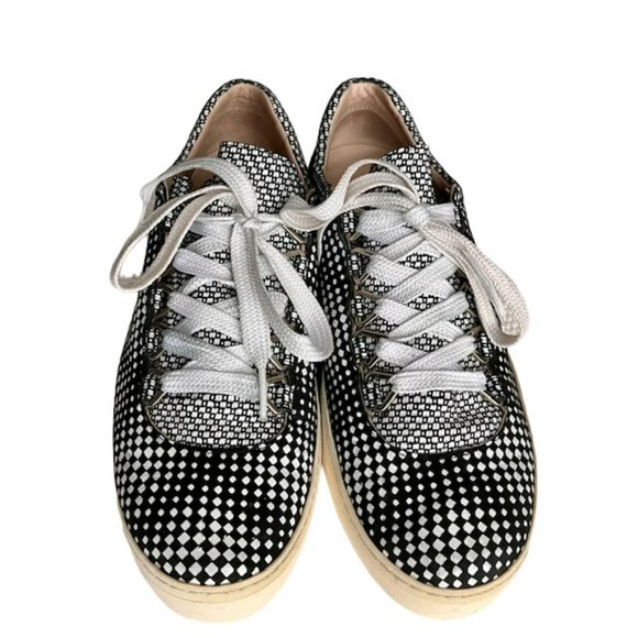 Stuart Weitzman Geo Leather Sneakers Made in Spain - Black/White - 7.5 M - Picture 4 of 14